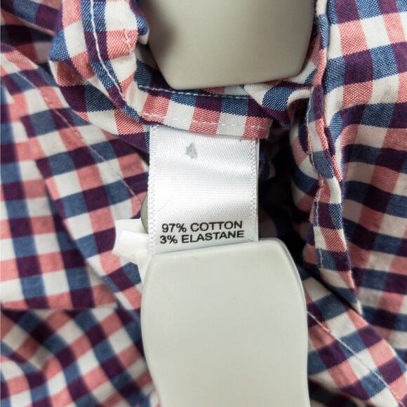 Banana Republic Short Sleeve Button-Up Shirts Men's Large 16 Lot of 2 Check Blue - Picture 6 of 15